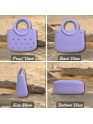 Mini EVA Beach Bag for Women - Cute Waterproof Rubber Tote Handbag for Vacation, Pool & Shower - Washable Mini Handbag for Sunscreen, Phone & Keys (Purple)(8 Inch) 